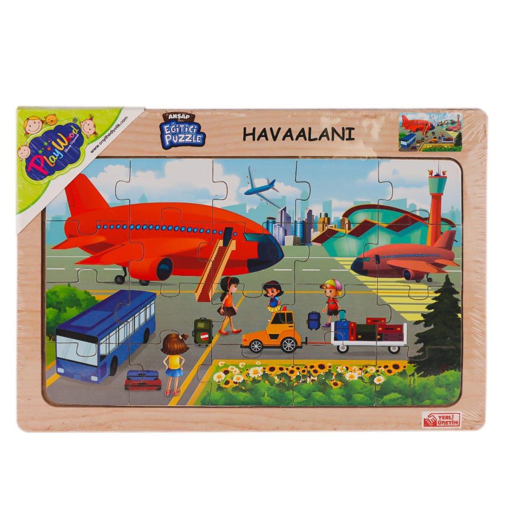 Nessiworld ONY-233-234-235-236 Wooden Educational Puzzle Airport -On Yıl Oyuncak