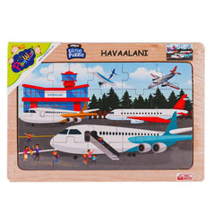 Nessiworld ONY-233-234-235-236 Wooden Educational Puzzle Airport -On Yıl Oyuncak