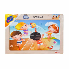 ONY-85-86-87-88 Wooden Educational Puzzle Sports -On Yıl