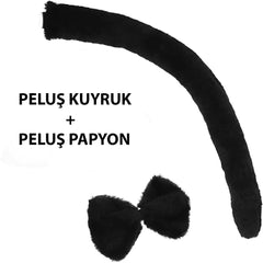 Nessiworld Plush Black Color Tail and Bow Tie Adult Child Compatible