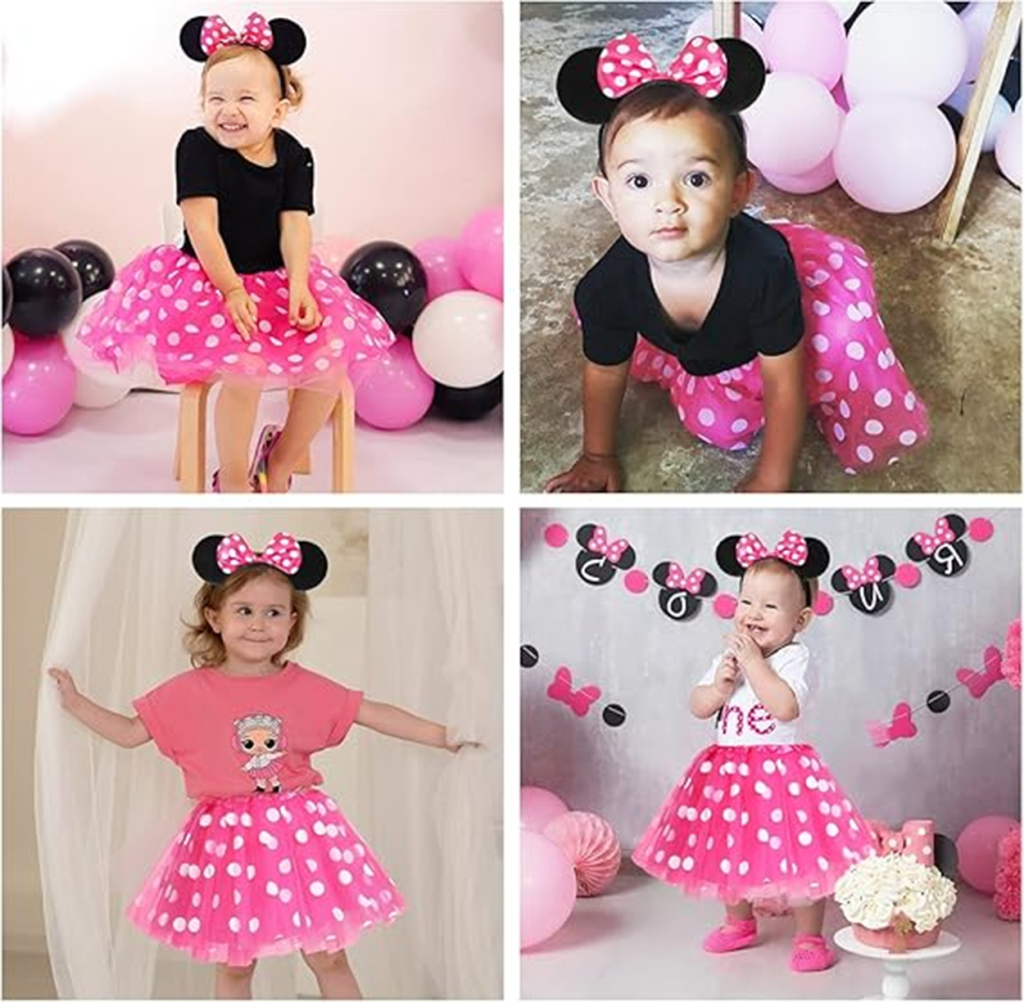 Nessiworld Pink Bow Minnie Mouse Crown Mini Ears