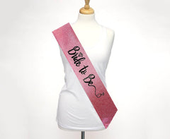 NessiWorld Pink Black Italic Wedding Ring Bride To Be Written Glittery Shiny Sash Belt 10x80 cm