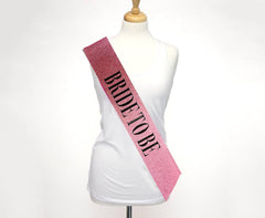 NessiWorld Pink Black Thick Bride To Be Written Glittery Shiny Sash Belt 10x80 cm