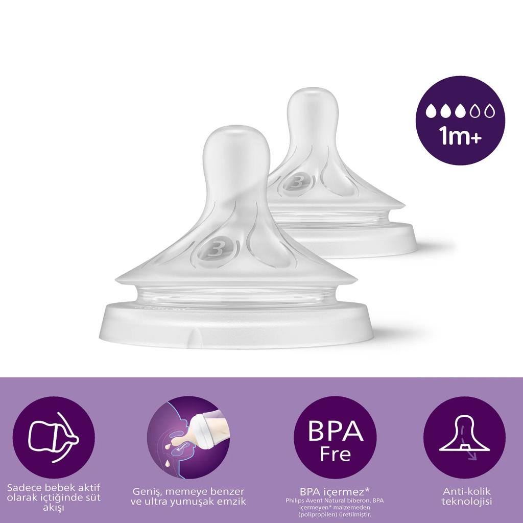 Nessiworld Avent Natural Response Natural Response 2-Piece Bottle Teat No:3 1+ Month