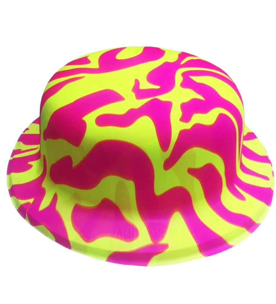 Nessiworld Plastic Neon Patterned UV Light Party Hat Pink Yellow 1 Piece