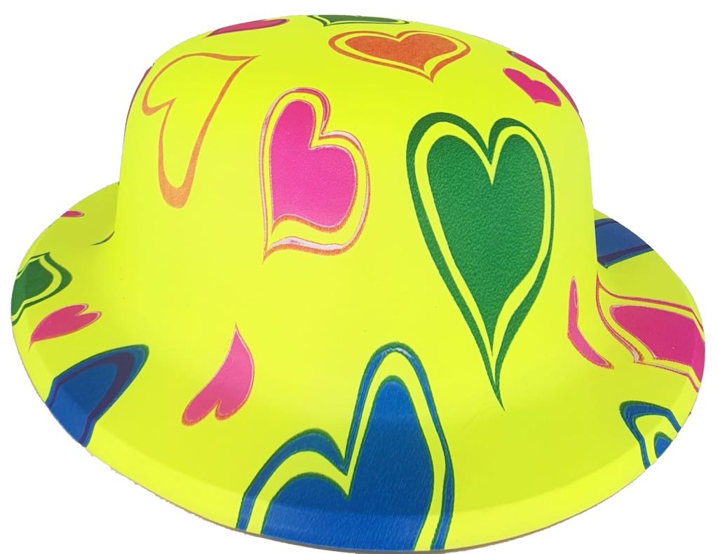 Nessiworld Plastic Neon Patterned UV Light Party Hat Yellow 1 Piece