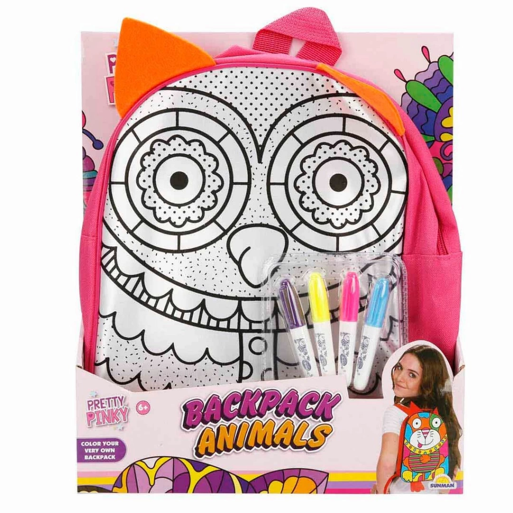Nessiworld Pretty Pinky Paintable Patterned Owl Backpack