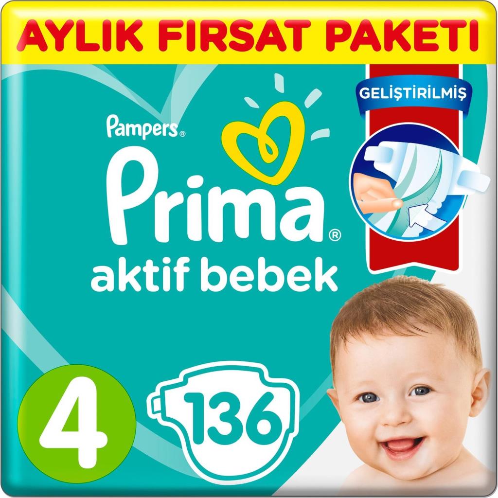 Nessiworld Pampers Diaper Active Baby Size 4 Monthly Opportunity Pack 136 Pieces