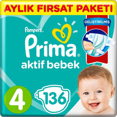 Nessiworld Pampers Diaper Active Baby Size 4 Monthly Opportunity Pack 136 Pieces
