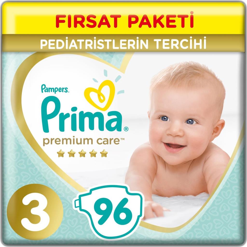 Pack de couches Nessiworld Prima Premium Care, 3 tailles, 96 pièces