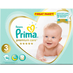 Pack de couches Nessiworld Prima Premium Care, 3 tailles, 96 pièces