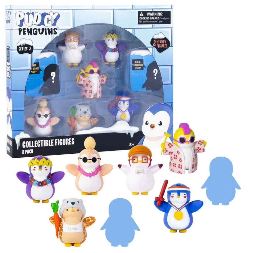 Nessiworld Pudgy Penguins 8'li Figür Seti S2 Bayrak Tutan Penguenli Set