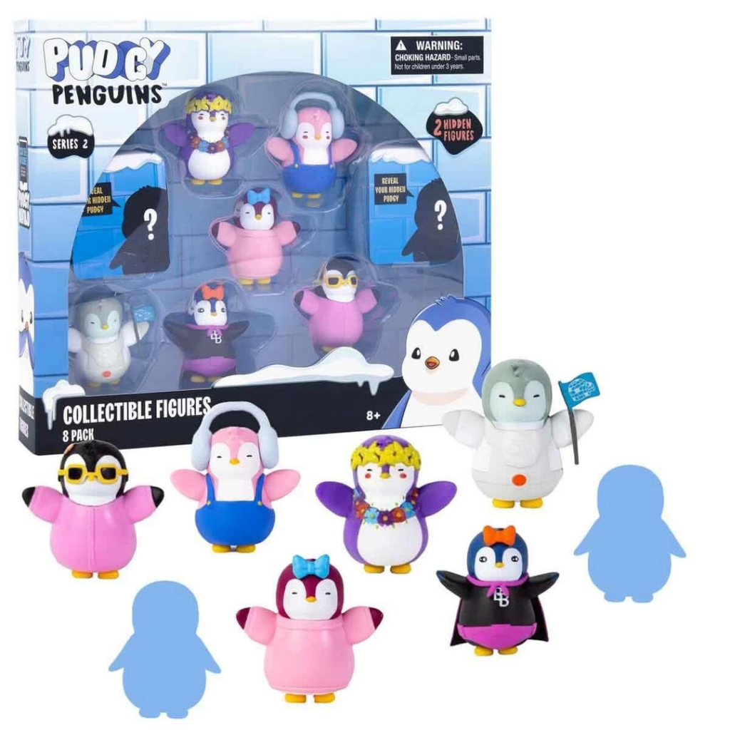 Nessiworld Pudgy Penguins 8'li Figür Seti S2 Bayrak Tutan Penguenli Set