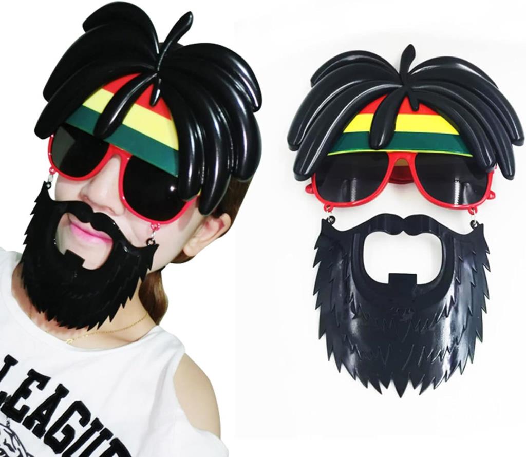 Nessiworld Rasta Wig Rasta Beard Bob Marley Mustache Party Glasses 27x18 cm