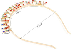 Nessiworld Colorful Crystal Stone Extra Luxury Silver Plated Happy Birthday Crown 16x17 cm