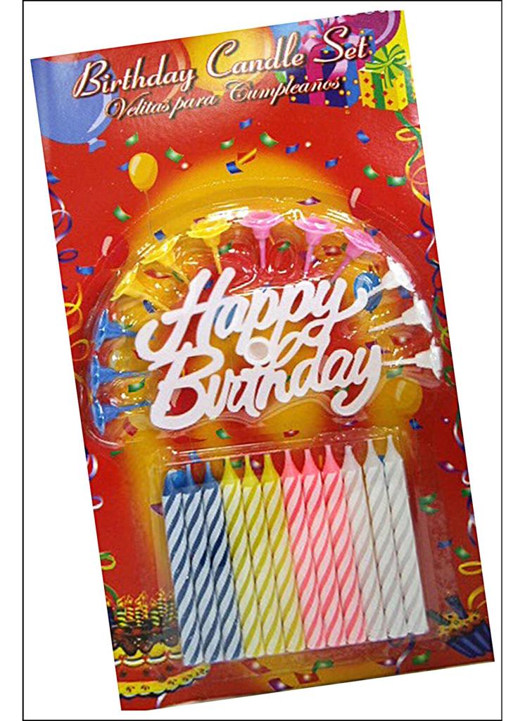 NessiWorld Colorful Candle White Happy Birthday Written Birthday Candle 12 Pieces