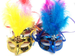 Nessiworld Colorful Feathered Venetian Party Mask Mixed Colors 12 Pieces