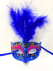 Nessiworld Colorful Feathered Venetian Party Mask Mixed Colors 12 Pieces