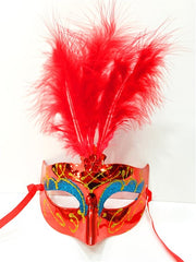 Nessiworld Colorful Feathered Venetian Party Mask Mixed Colors 12 Pieces
