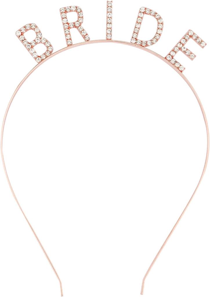 Nessiworld Rose Gold Color Bachelorette Crystal Stone Bride Crown Imported 16x10 cm