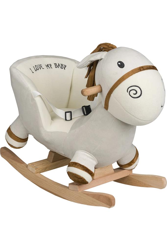Cheval à bascule en bois en peluche pour bébé Nessiworld Safeline