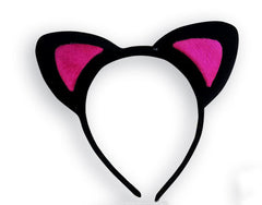 Nessiworld Cute Cat Ear Fluffy Cat Crown Black Inside Candy Pink Color 17x15 cm