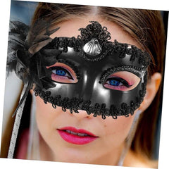 Nessiworld Black Glitter Handle Photo Shoot Mask 18x29 cm