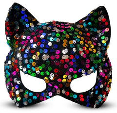 Nessiworld Black Velvet Fabric Colorful Sequined Sequin Party Mask 16x14 cm