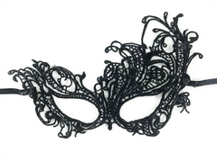 NessiWorld Black Color Lace Cut Lace Embroidered Prom Party Mask No. 1