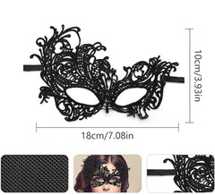 NessiWorld Black Color Lace Cut Lace Embroidered Prom Party Mask No. 1