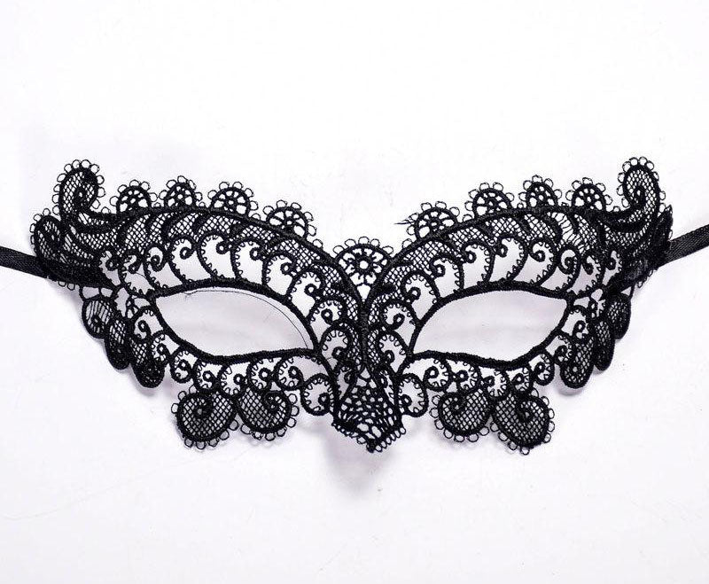 Nessiworld Black Color Lace Cut Lace Embroidered Prom Party Mask No 10