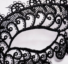 Nessiworld Black Color Lace Cut Lace Embroidered Prom Party Mask No 10
