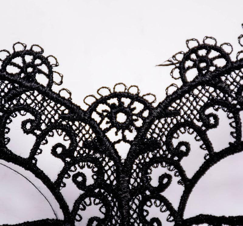 Nessiworld Black Color Lace Cut Lace Embroidered Prom Party Mask No 10
