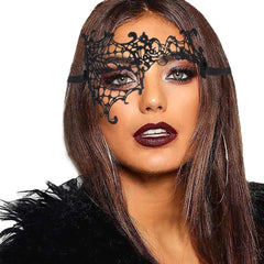 Nessiworld Black Color Lace Cut Lace Embroidered Prom Party Mask No. 13