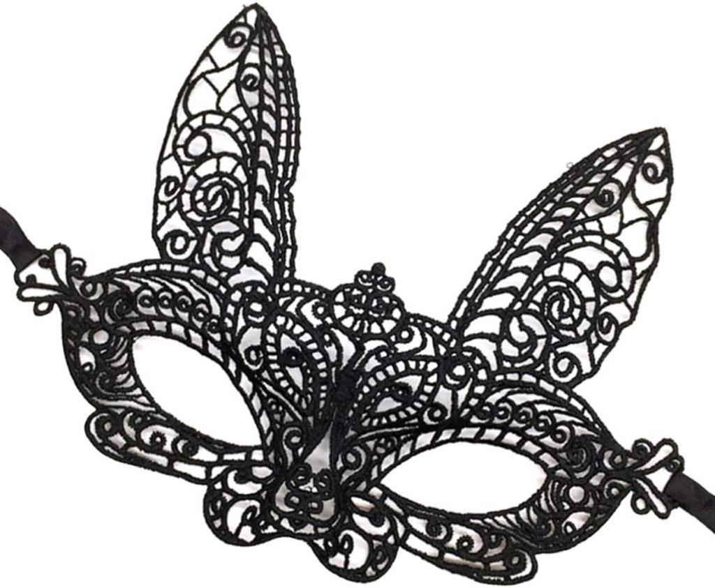 Nessiworld Black Color Lace Cut Lace Embroidered Prom Party Mask No 7
