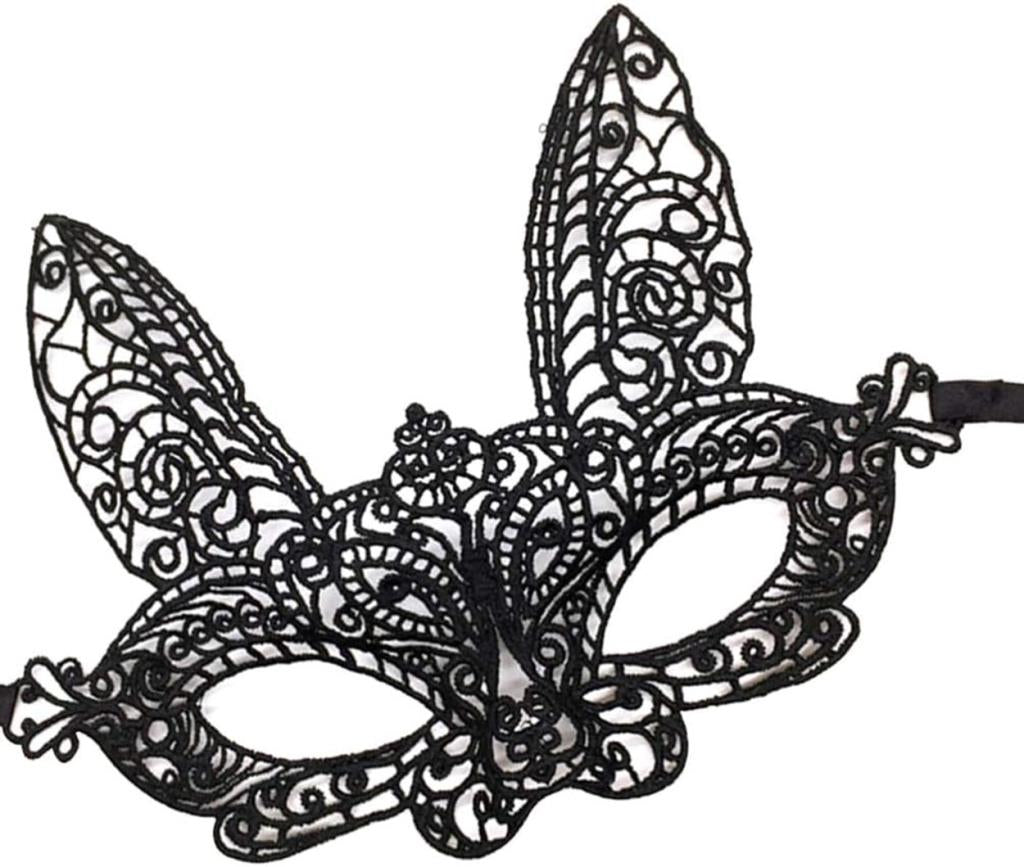 Nessiworld Black Color Lace Cut Lace Embroidered Prom Party Mask No 7