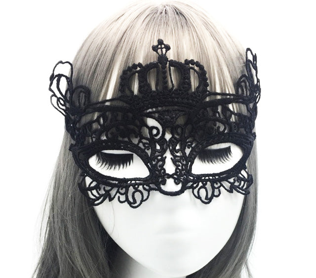 NessiWorld Black Color Lace Cut Lace Embroidered Prom Party Mask No 9