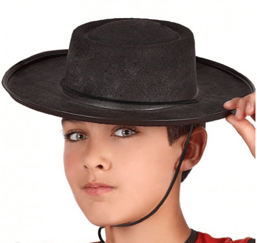 Nessiworld Black Color Felt Flamenco Hat Child Size