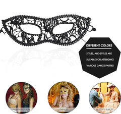 Nessiworld Black Color Cat Model Lace Embroidery Party Mask No. 12