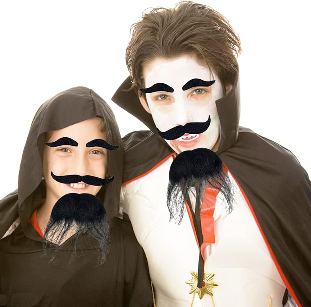 Nessiworld Black Color Self Adhesive Fake Beard Moustache and Eyebrow Set