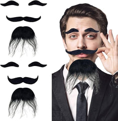 Nessiworld Black Color Self Adhesive Fake Beard Moustache and Eyebrow Set