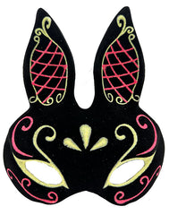 NessiWorld Black Color Red Gold Glitter Black Suede Coating Rabbit Mask 18x16 cm
