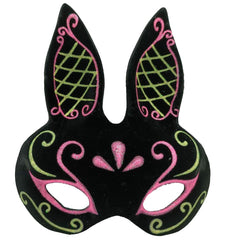 NessiWorld Black Color Pink Gold Glitter Black Suede Coated Rabbit Mask 18x16 cm