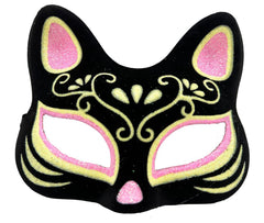 NessiWorld Black Color Suede Coating Pink Yellow Glitter Cat Mask 17x14 cm
