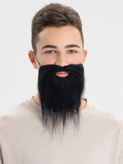 Ensemble de fausses barbes et moustaches Nessiworld de couleur noire