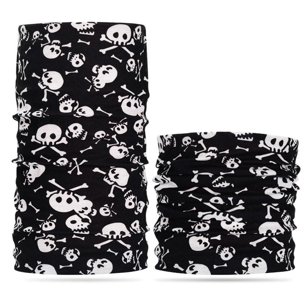 Nessiworld Black Color White Bone Skull Skeleton Printed Baf Buff Bandana 30x48 cm