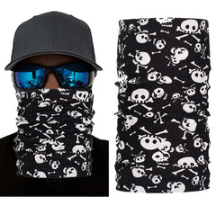 Nessiworld Black Color White Bone Skull Skeleton Printed Baf Buff Bandana 30x48 cm