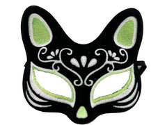 NessiWorld Black Color Silver Green Glitter Suede Coating Cat Mask 17x14 cm