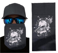 Nessiworld Black Color Lycra White Skull Printed Baf Buff Bandana 25x48 cm