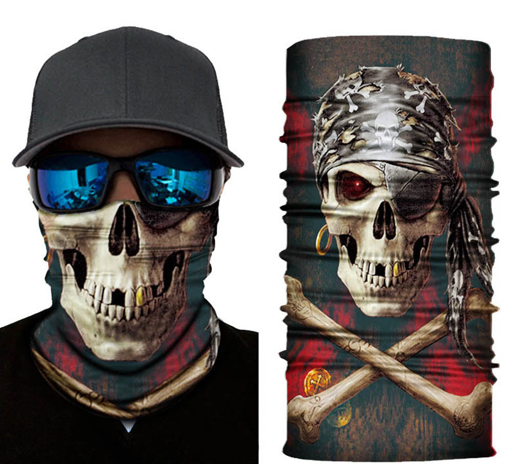 Bandana Baf Buff Nessiworld en lycra noir imprimé tête de mort pirate 30 x 48 cm